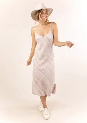 Pink Hand Tie Dye Midi Dress