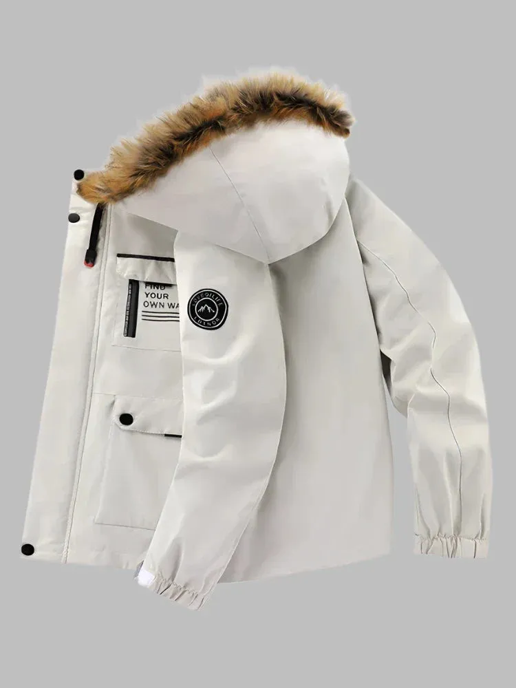 Polar Fleece Parka | Warmer langer wasserdichter Parka-Wintermantel für Herren mit Fellkragen
