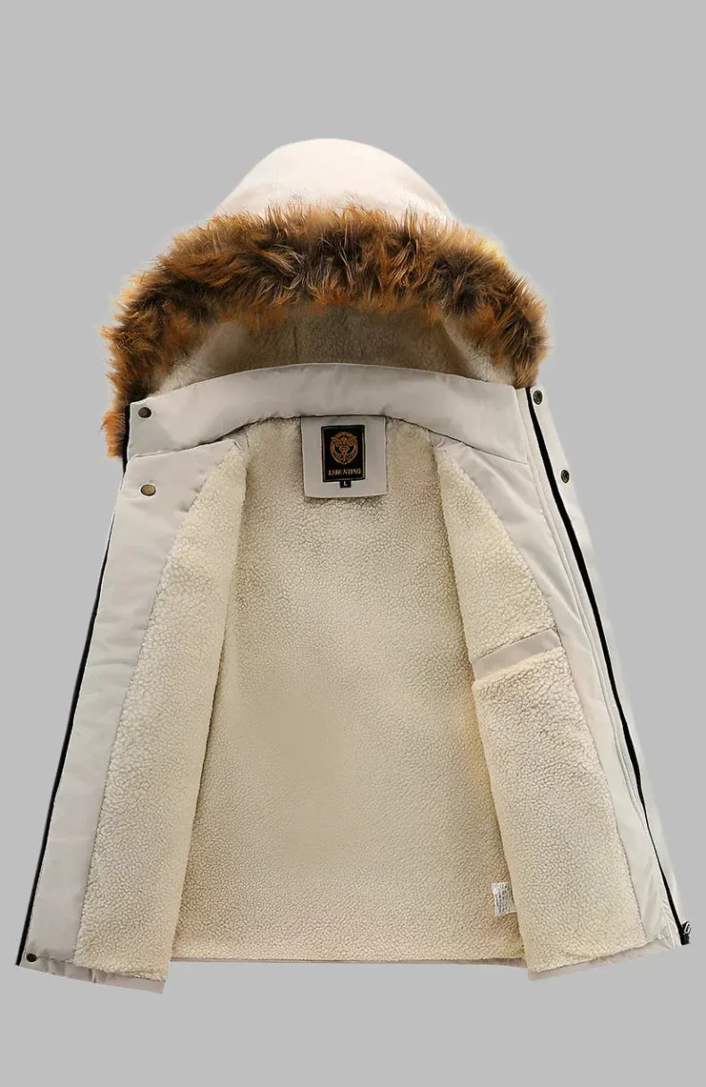 Polar Fleece Parka | Warmer langer wasserdichter Parka-Wintermantel für Herren mit Fellkragen