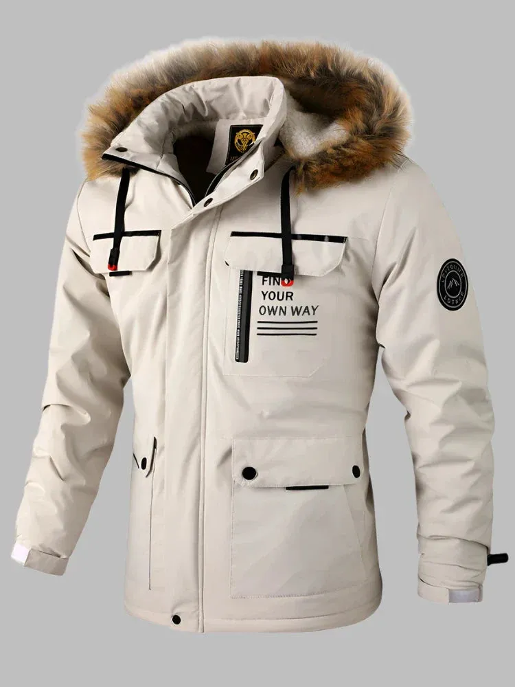 Polar Fleece Parka | Warmer langer wasserdichter Parka-Wintermantel für Herren mit Fellkragen