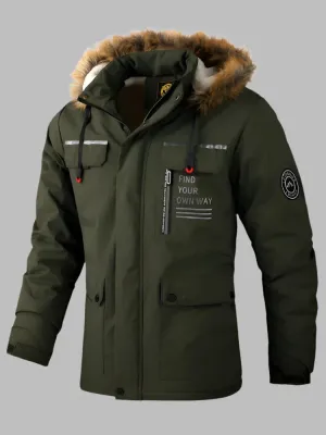 Polar Fleece Parka | Warmer langer wasserdichter Parka-Wintermantel für Herren mit Fellkragen