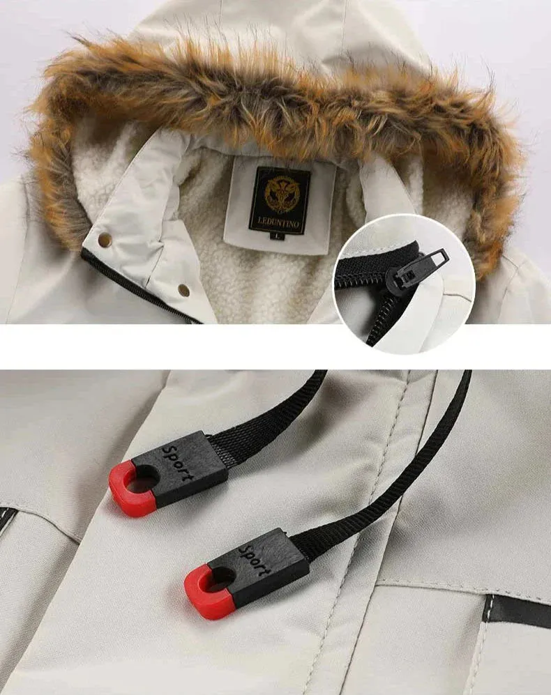 Polar Fleece Parka | Warmer langer wasserdichter Parka-Wintermantel für Herren mit Fellkragen