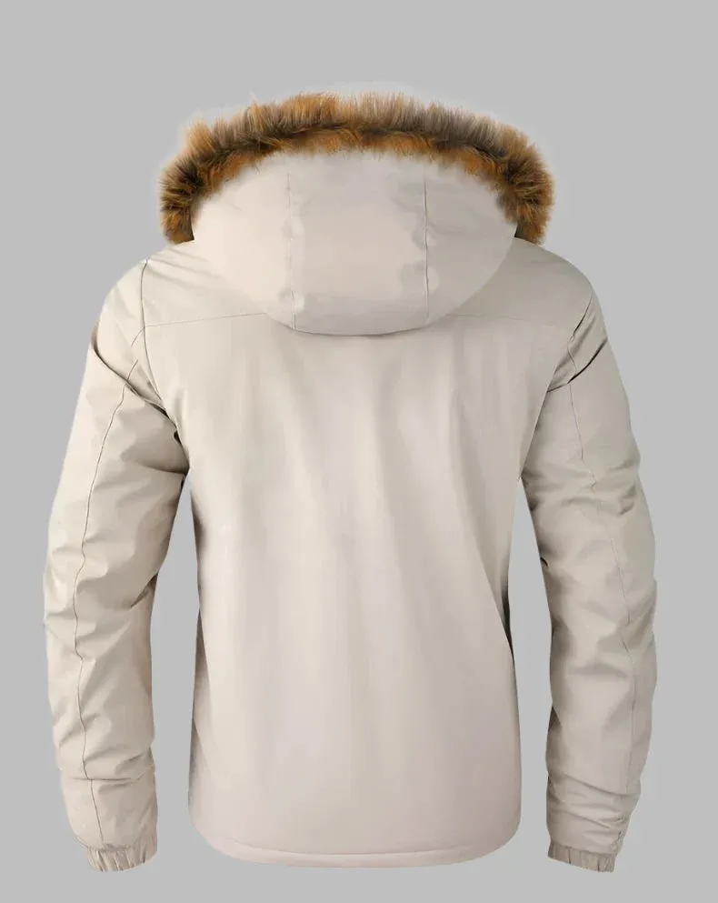 Polar Fleece Parka | Warmer langer wasserdichter Parka-Wintermantel für Herren mit Fellkragen