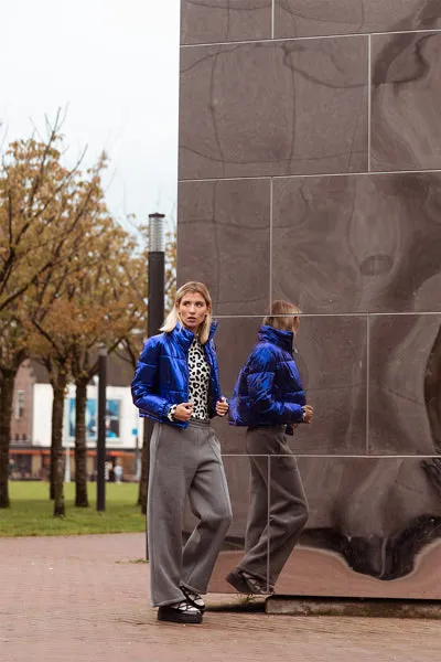 Puffer jacket metallic - Blauw