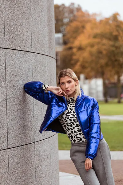 Puffer jacket metallic - Blauw