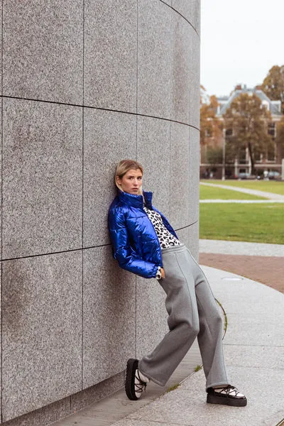 Puffer jacket metallic - Blauw