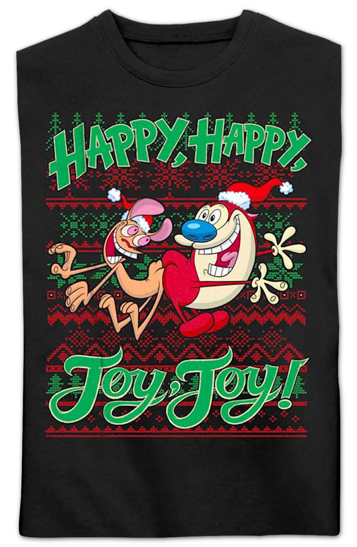 Ren & Stimpy Faux Ugly Christmas Sweater Nickelodeon Sweatshirt