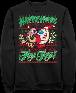 Ren & Stimpy Faux Ugly Christmas Sweater Nickelodeon Sweatshirt