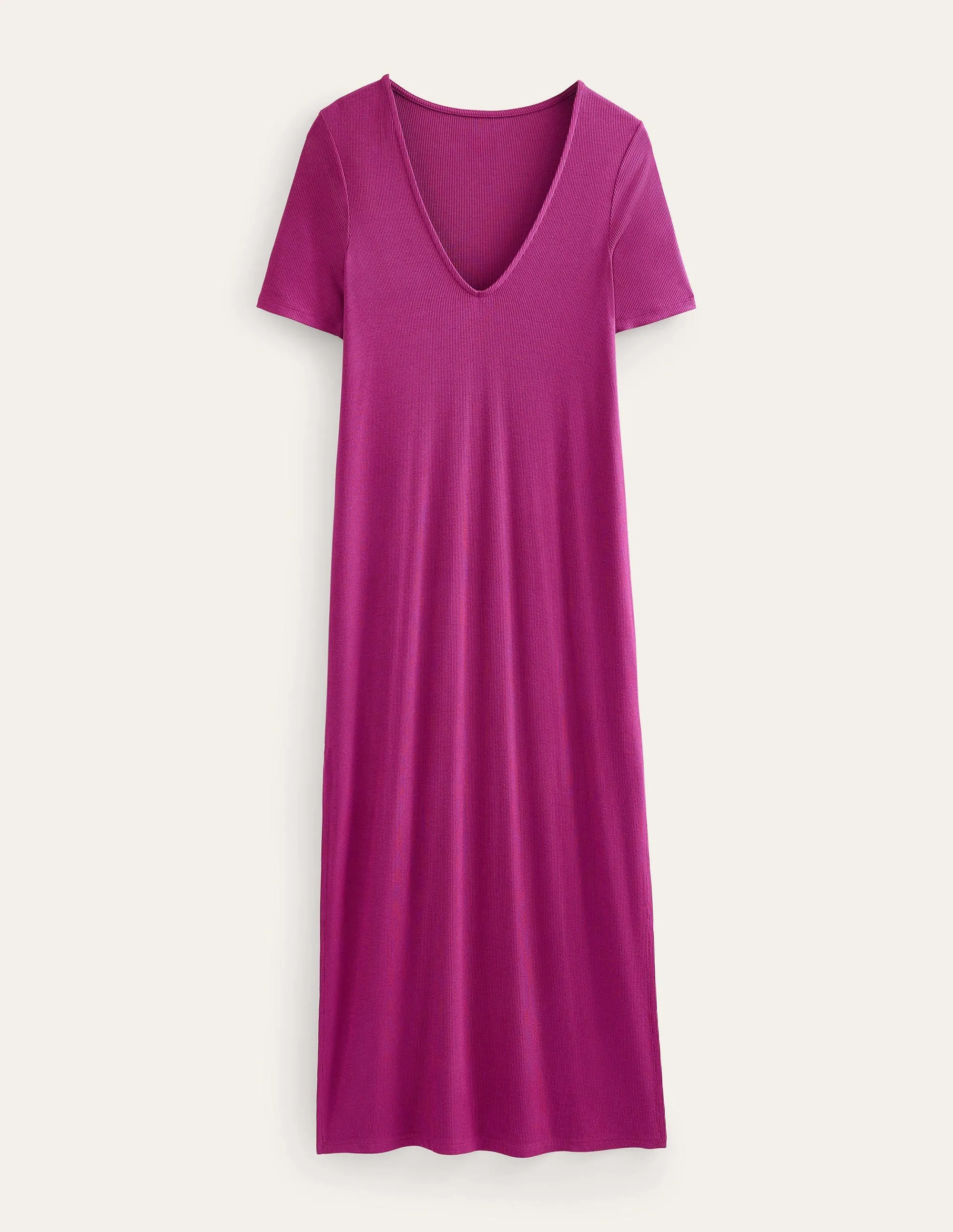 Rib Jersey Midi T-shirt Dress-Raspberry Radiance