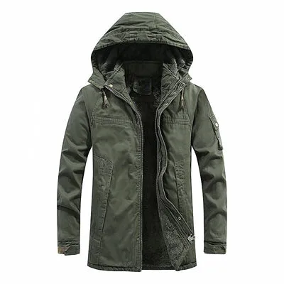 Tommy™ dikke parka winterjas in militaire stijl groen met capuchon en revers