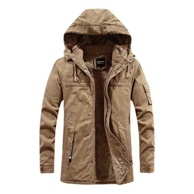 Tommy™ dikke parka winterjas in militaire stijl groen met capuchon en revers
