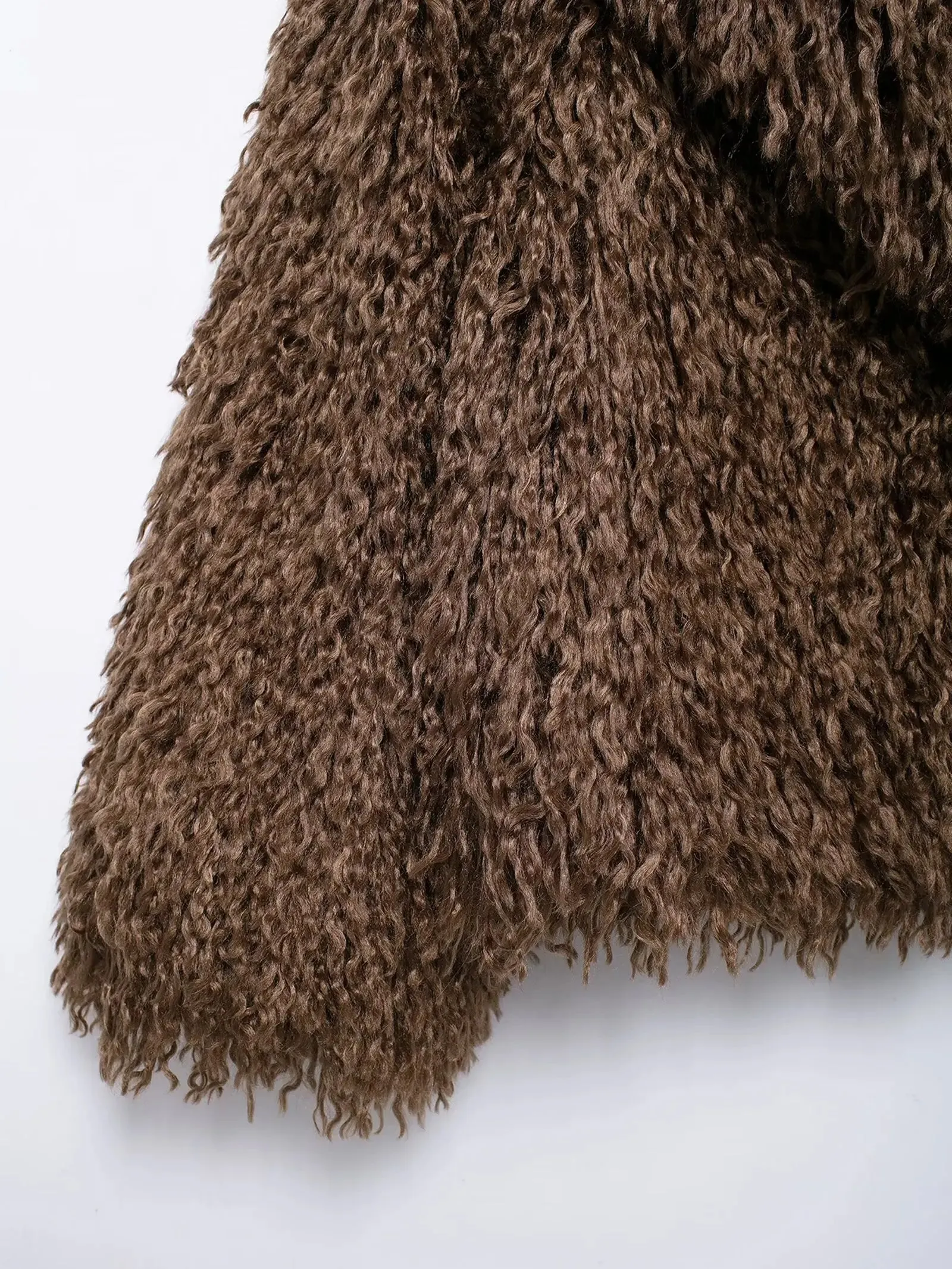 Turn Down Collar Faux Fur Coat