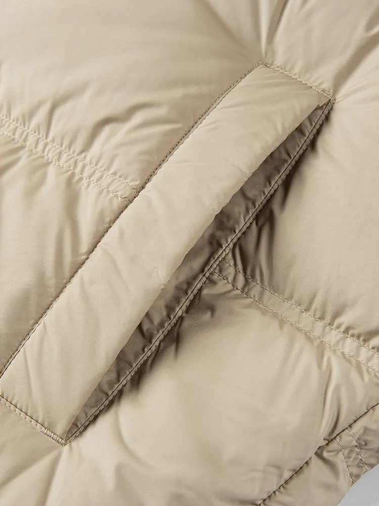 Unisex gray and white short thick down jacket