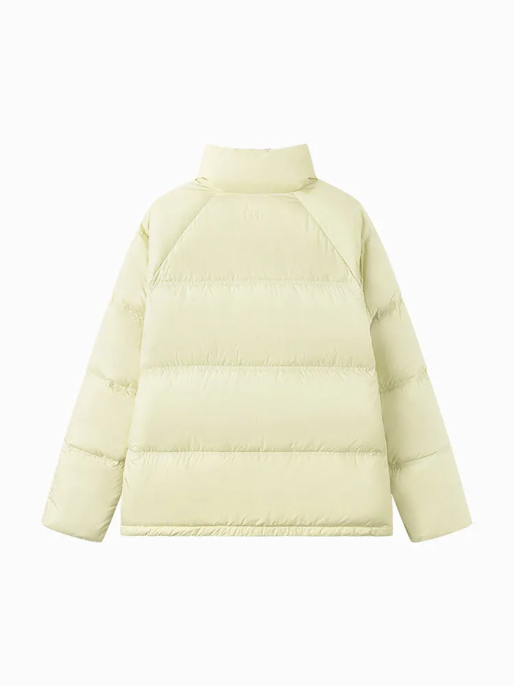 Unisex gray and white short thick down jacket