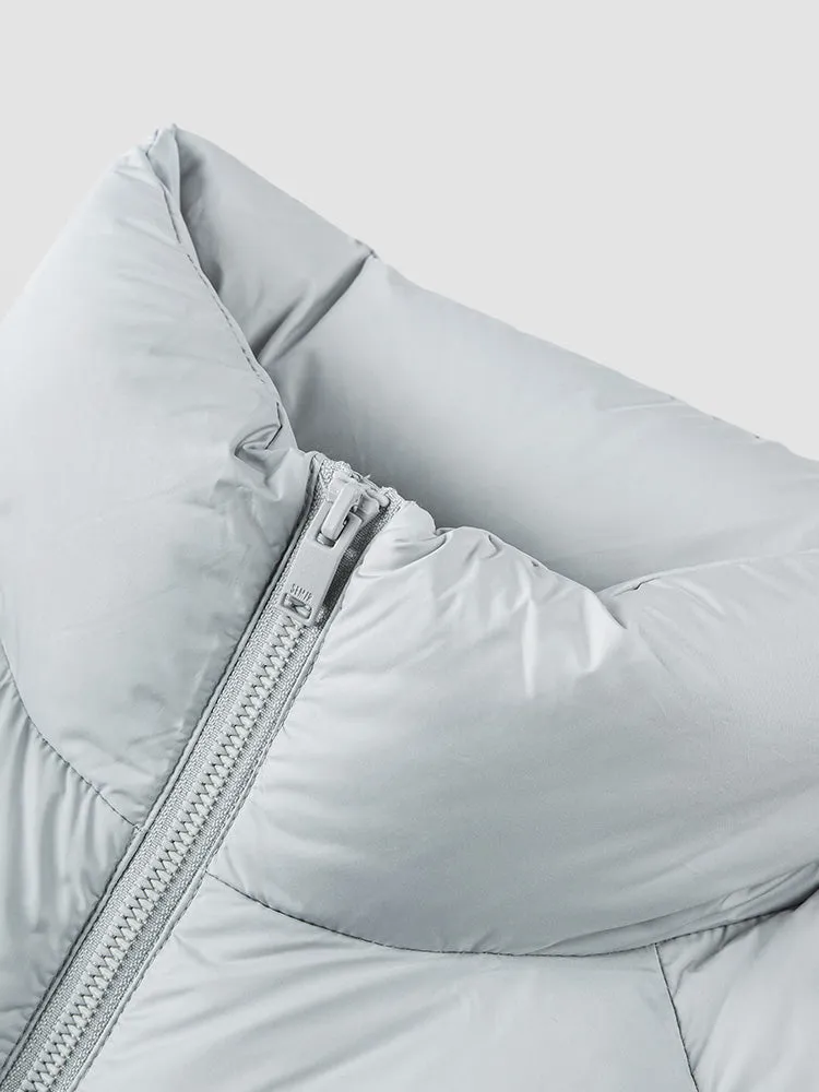 Unisex gray and white short thick down jacket
