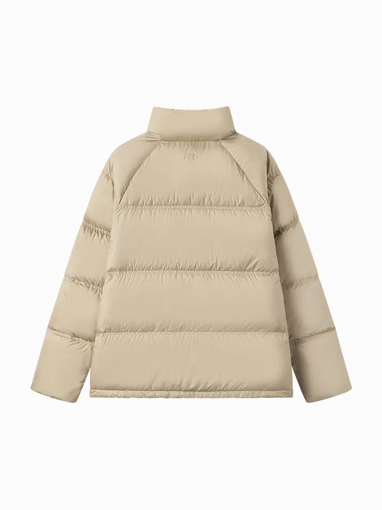 Unisex gray and white short thick down jacket