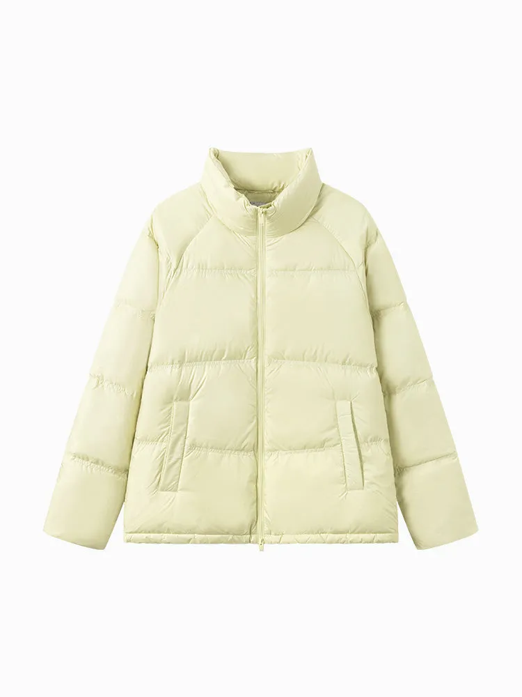 Unisex gray and white short thick down jacket