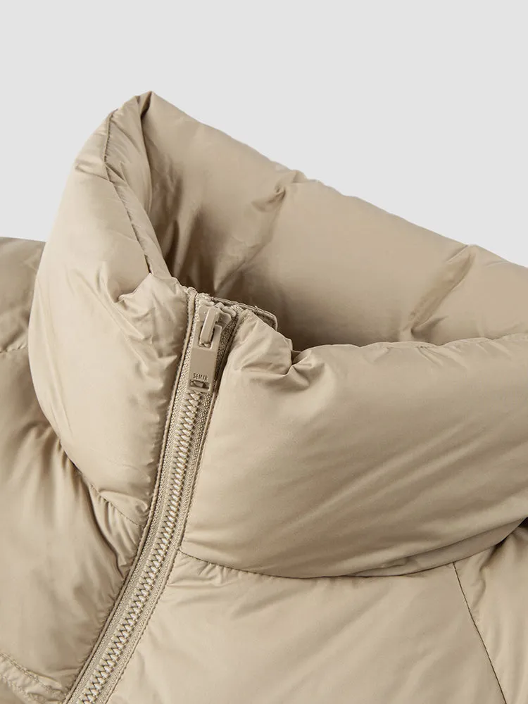 Unisex gray and white short thick down jacket
