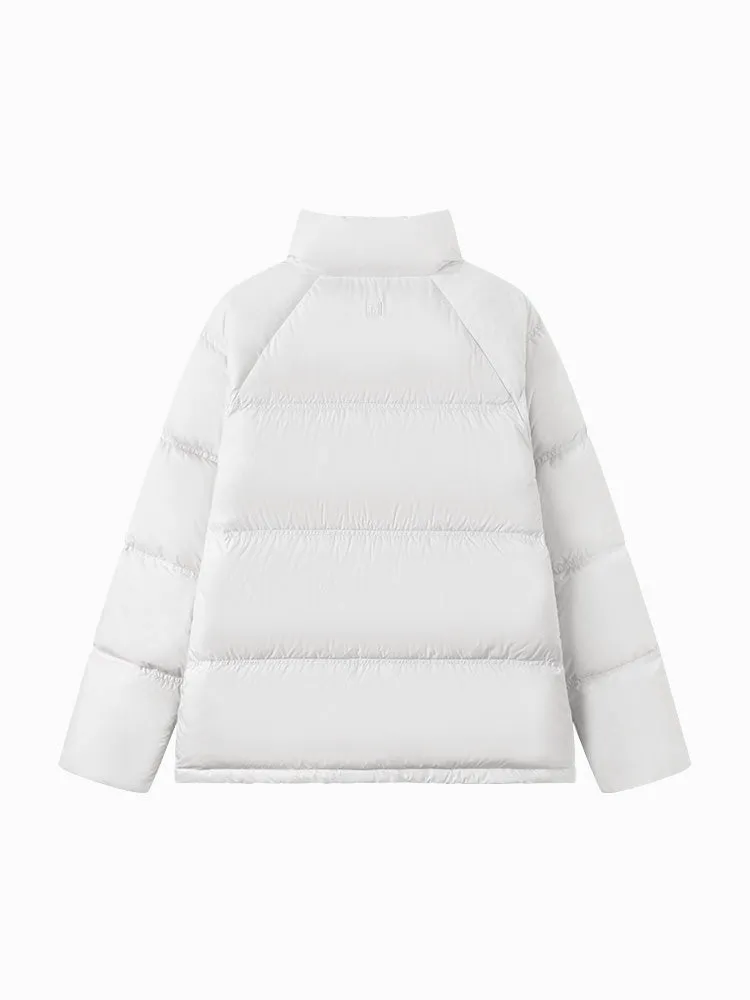 Unisex gray and white short thick down jacket