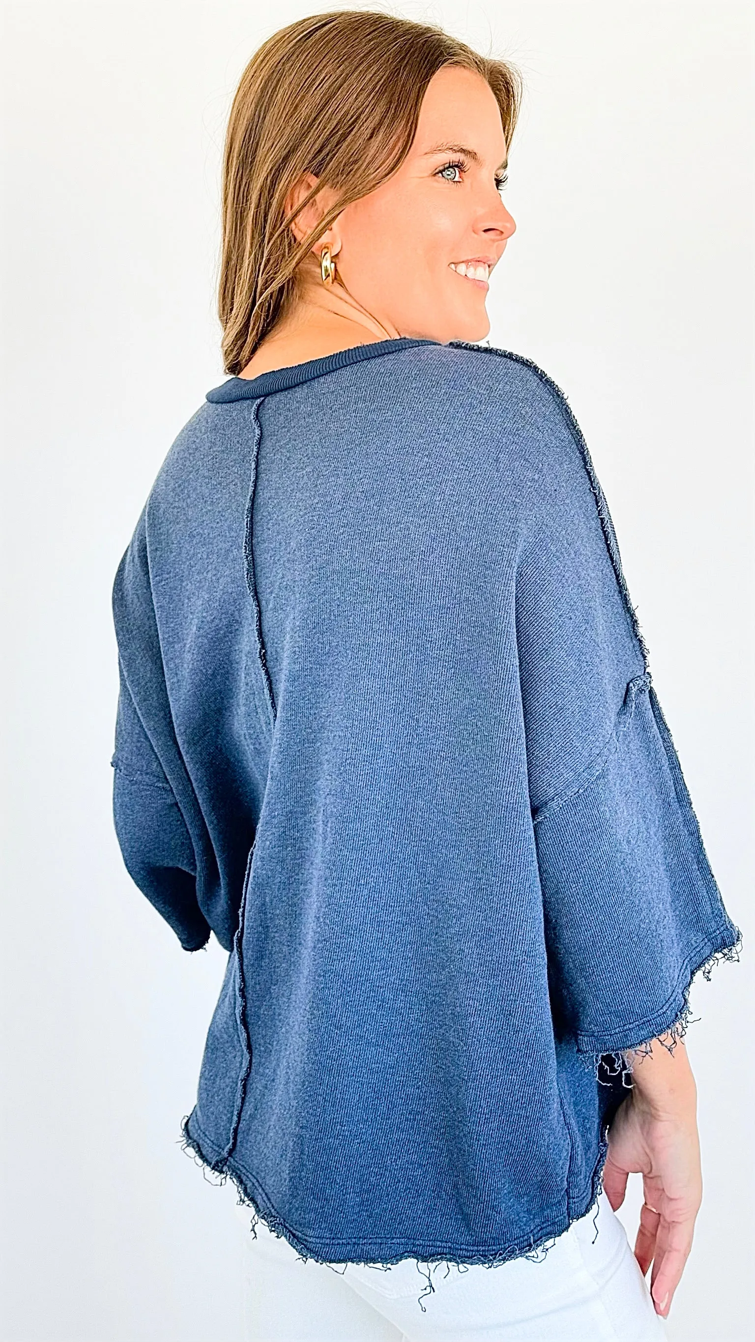 Vintage Terry Italian Sweatshirt- Denim Blue