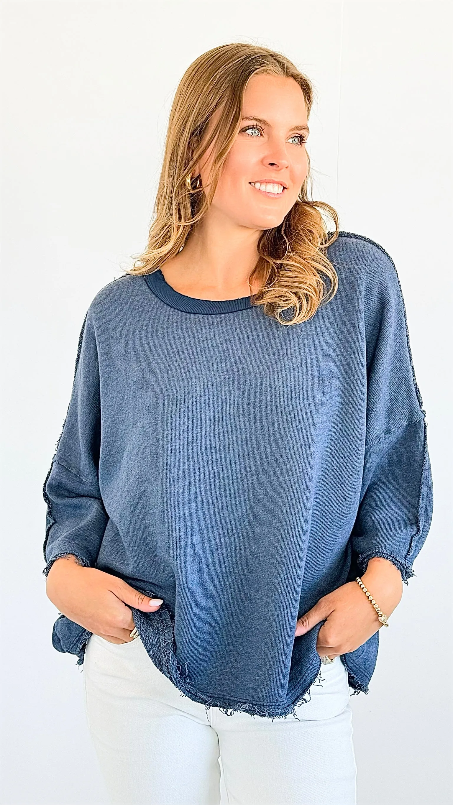 Vintage Terry Italian Sweatshirt- Denim Blue
