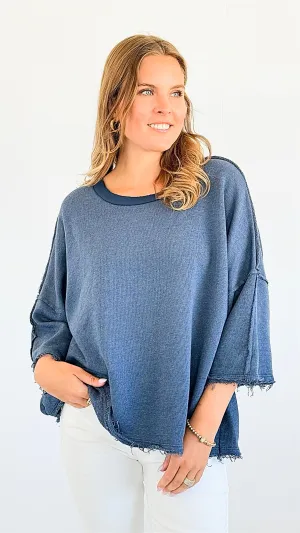 Vintage Terry Italian Sweatshirt- Denim Blue