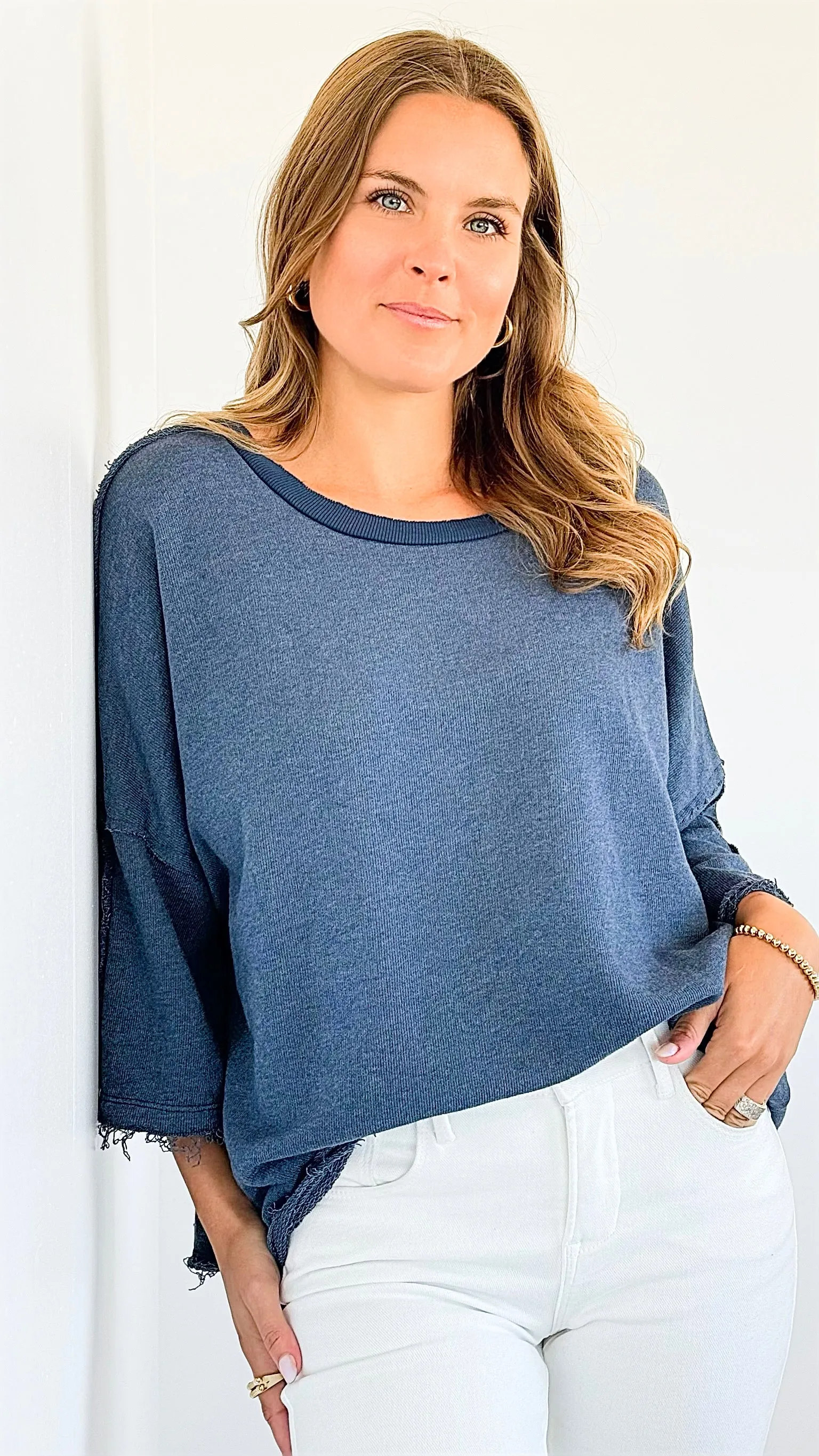 Vintage Terry Italian Sweatshirt- Denim Blue