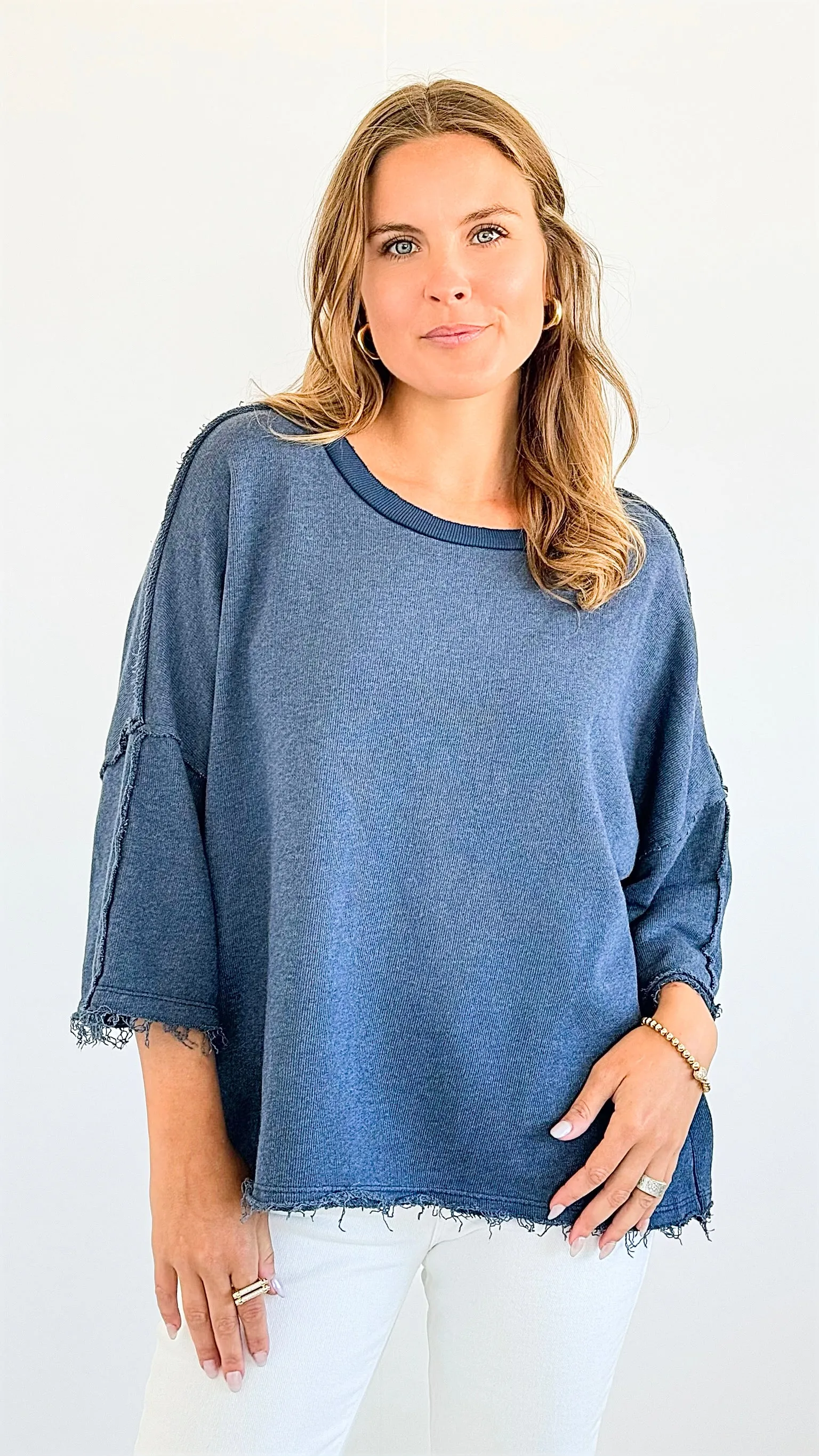 Vintage Terry Italian Sweatshirt- Denim Blue