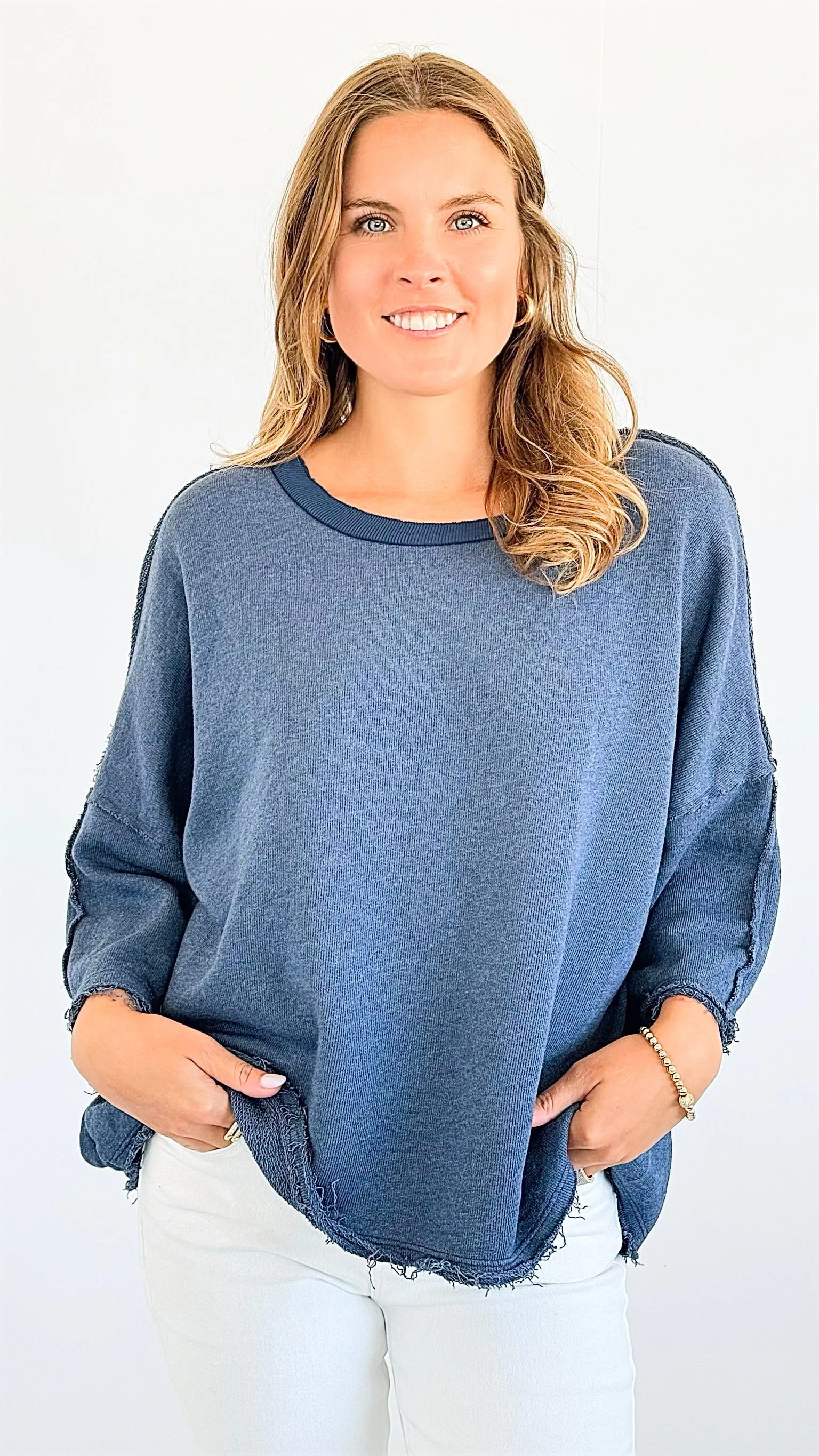 Vintage Terry Italian Sweatshirt- Denim Blue