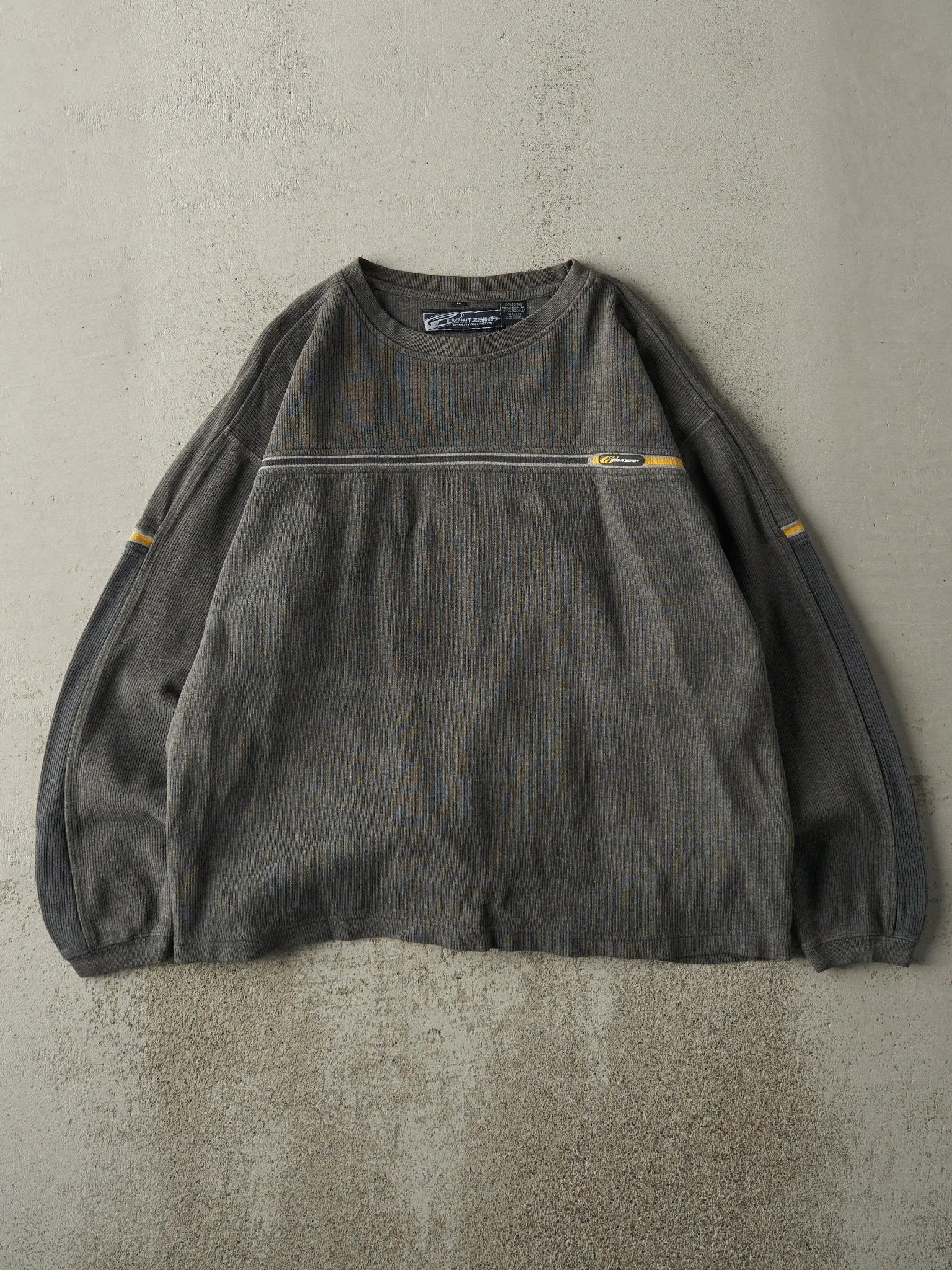 Vintage Y2K Grey Point Zero Striped Thermal Long Sleeve (L)