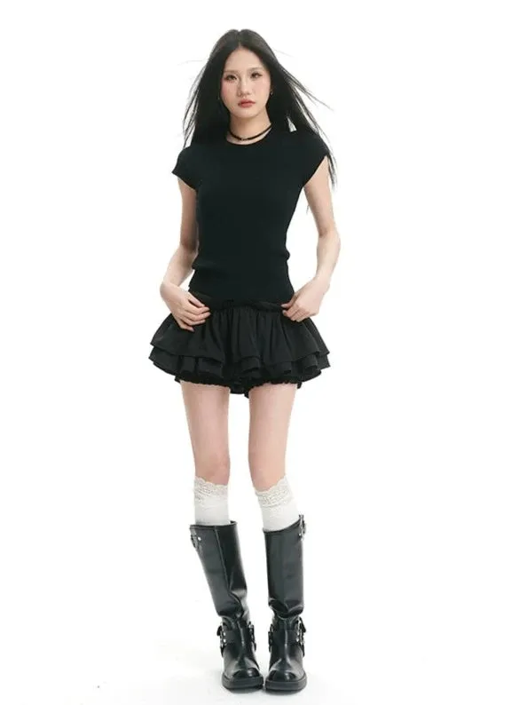 Waistband Layered Ruffle Mini Tutu Skirt