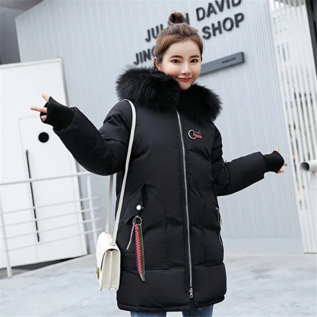 Winter Women's Down Cotton Jacket - Long Sleeve