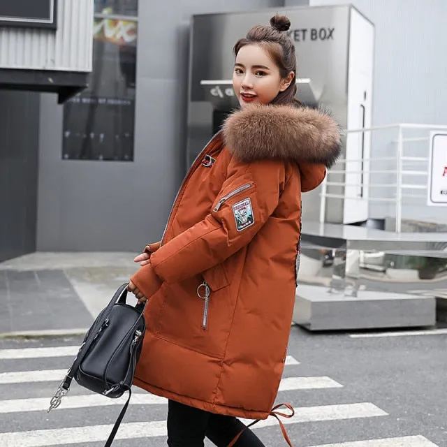 Winter Women's Down Cotton Jacket - Long Sleeve