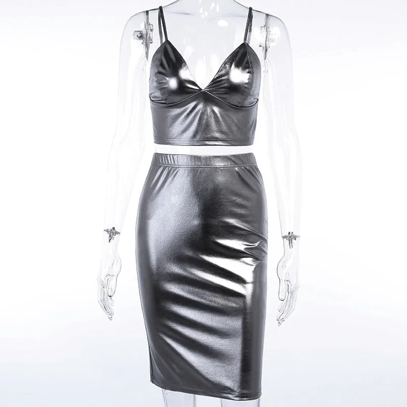 Women's Sleeveless V-Neck Skinny Two-Piece Dress