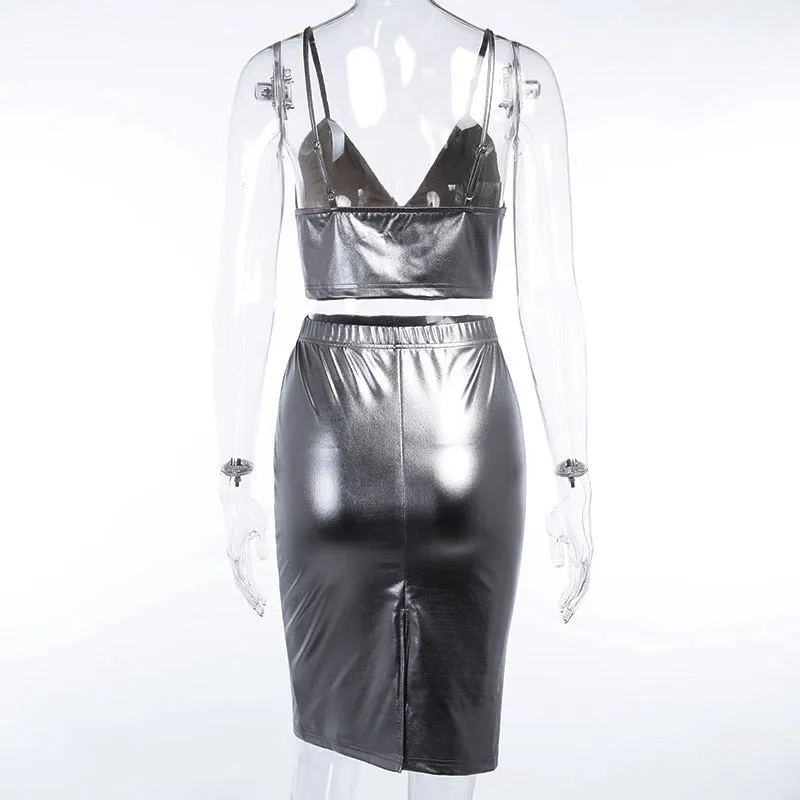 Women's Sleeveless V-Neck Skinny Two-Piece Dress