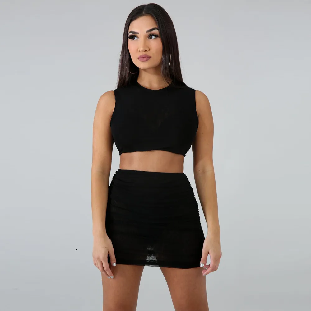 Women's Summer Casual O-Neck Sleeveless Two-Piece Mini Dress