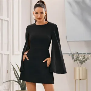 Women's Summer Polyester O-Neck A-Line Short Dress