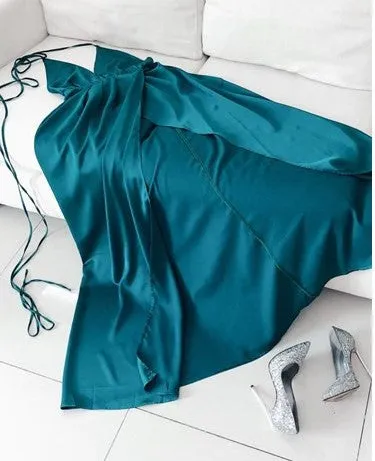 Women's Summer Satin Sleeveless Cross-Back Maxi Dress