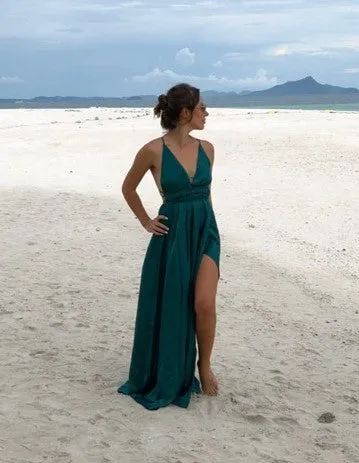 Women's Summer Satin Sleeveless Cross-Back Maxi Dress
