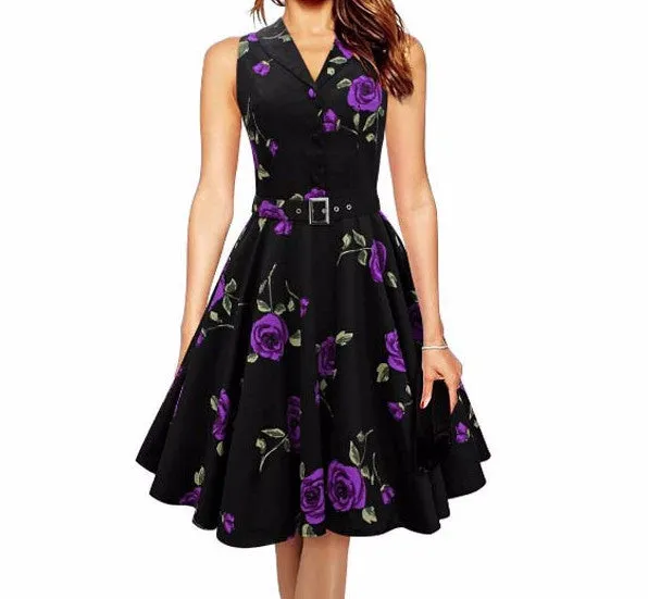 Women's Vintage Dress With Floral Print