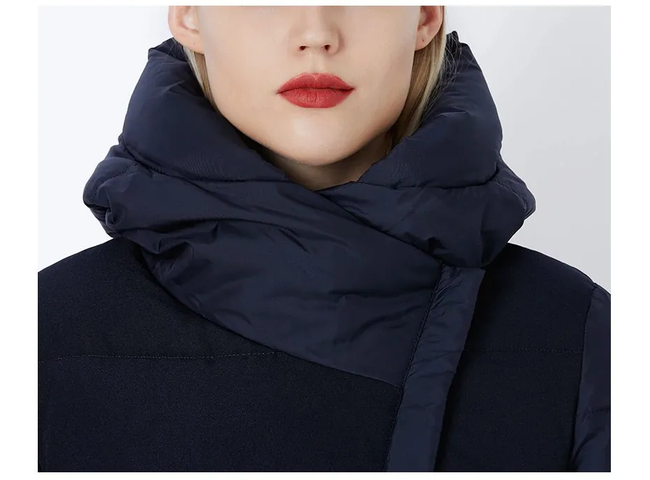 Women's Winter Windproof Warm Cotton-Padded Long Down Coat