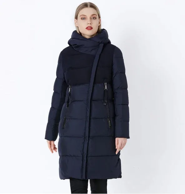 Women's Winter Windproof Warm Cotton-Padded Long Down Coat