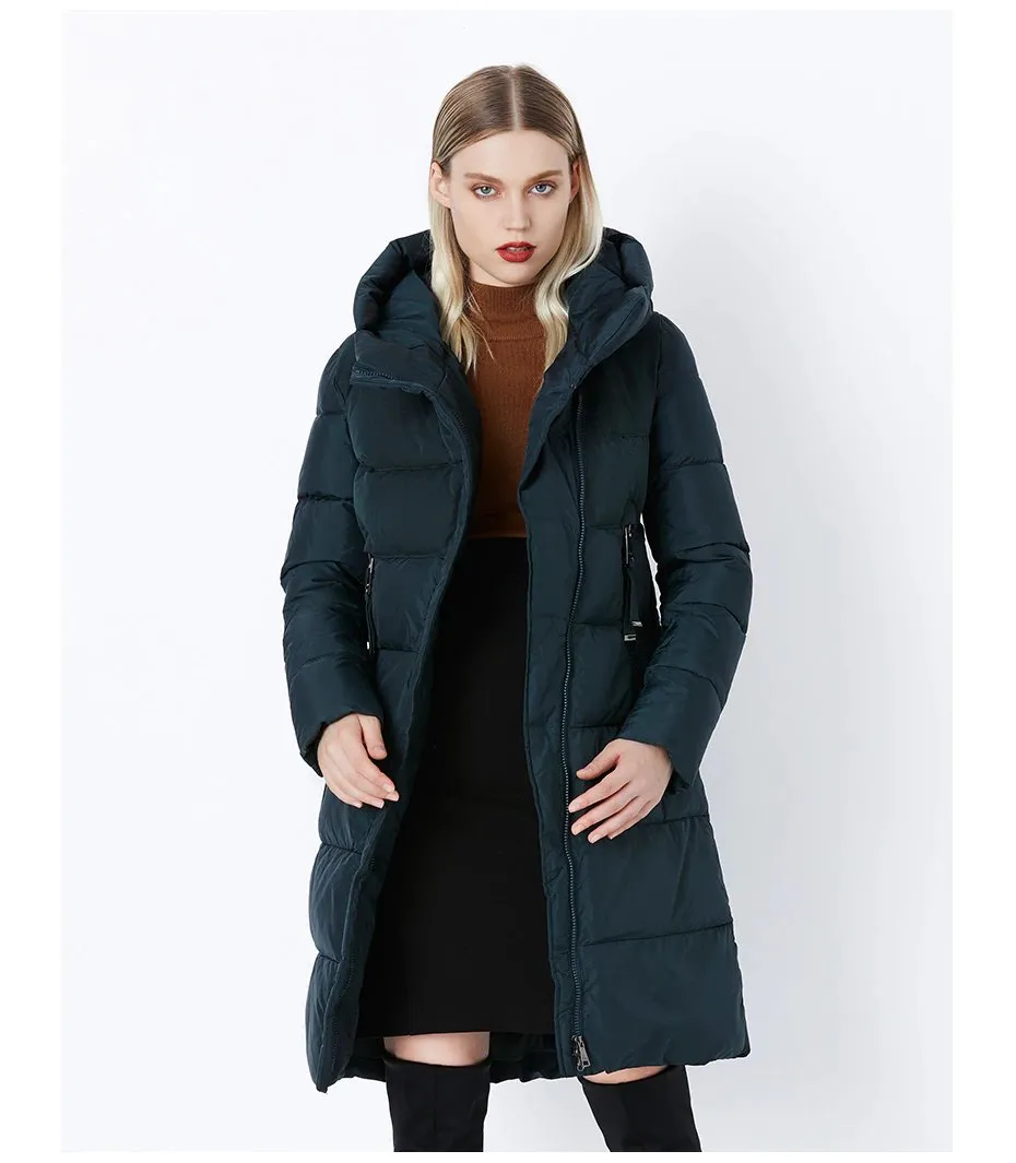 Women's Winter Windproof Warm Cotton-Padded Long Down Coat