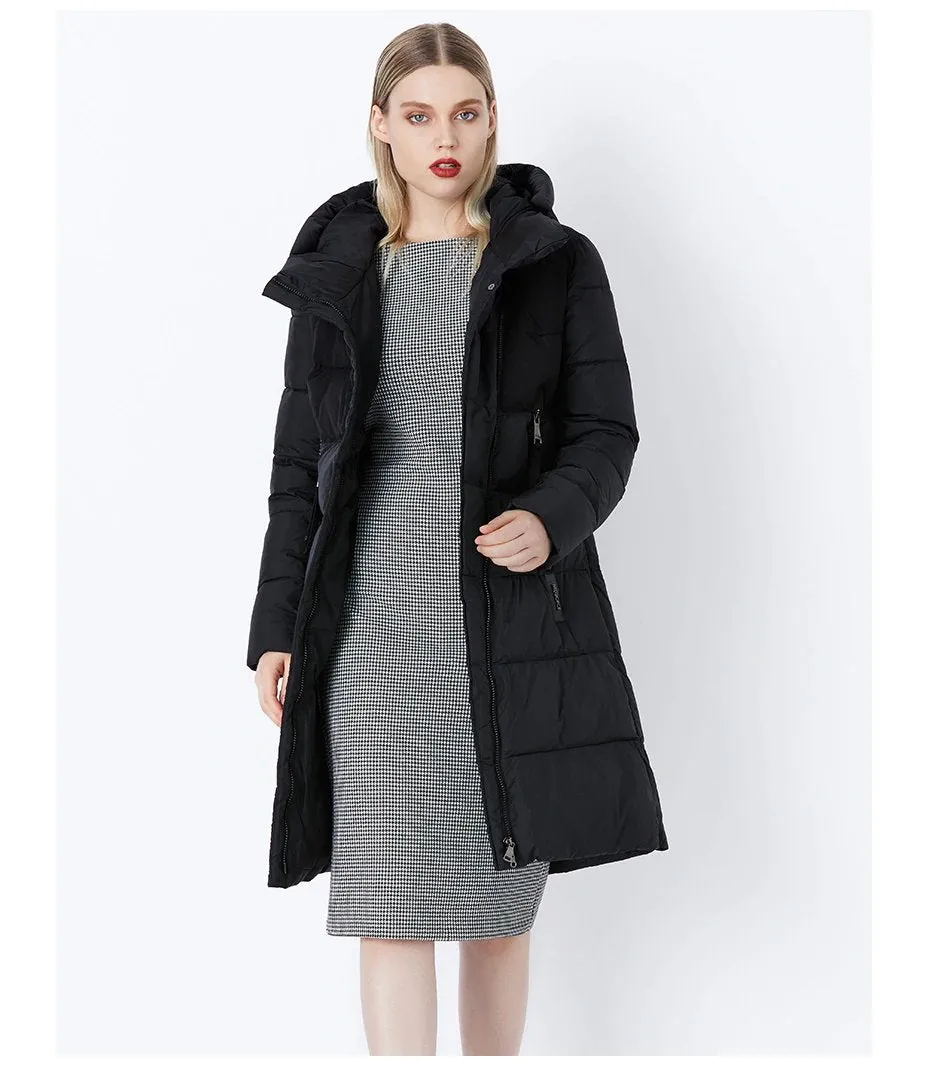 Women's Winter Windproof Warm Cotton-Padded Long Down Coat