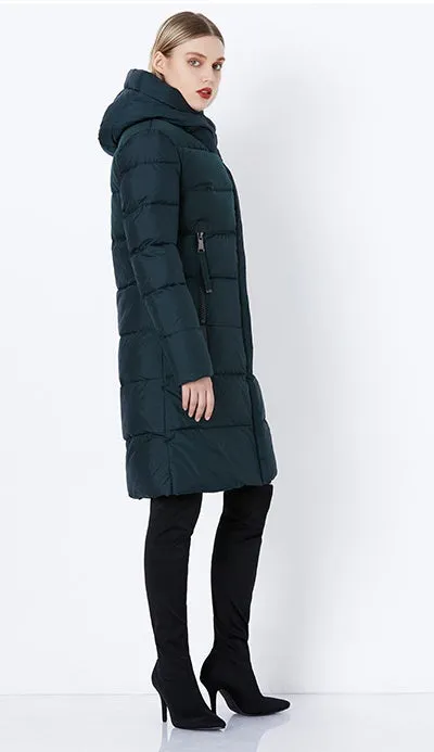 Women's Winter Windproof Warm Cotton-Padded Long Down Coat