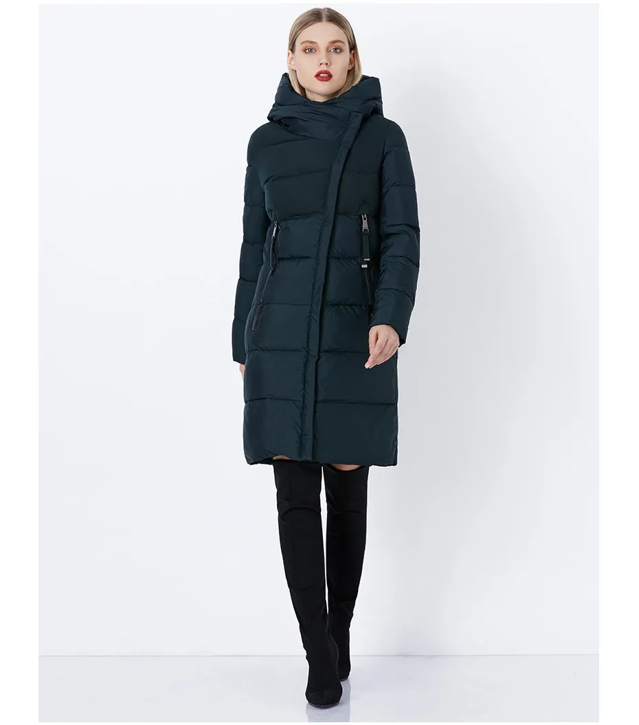 Women's Winter Windproof Warm Cotton-Padded Long Down Coat