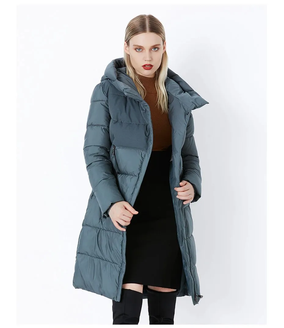 Women's Winter Windproof Warm Cotton-Padded Long Down Coat