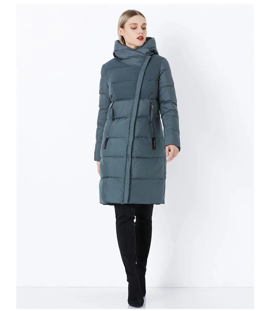 Women's Winter Windproof Warm Cotton-Padded Long Down Coat