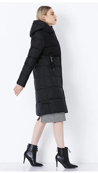 Women's Winter Windproof Warm Cotton-Padded Long Down Coat