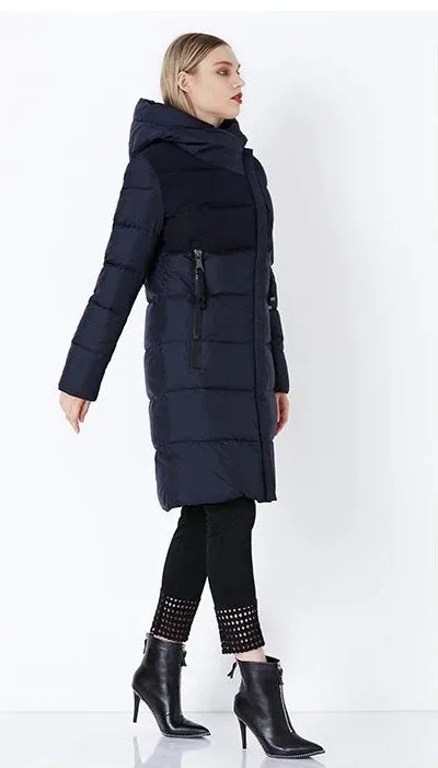 Women's Winter Windproof Warm Cotton-Padded Long Down Coat